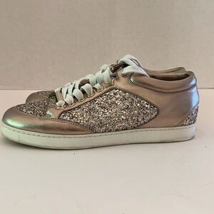 Jimmy Choo GLITTER LEATHER SNEAKERS MIAMI OGML limited edition Size 37 1/2